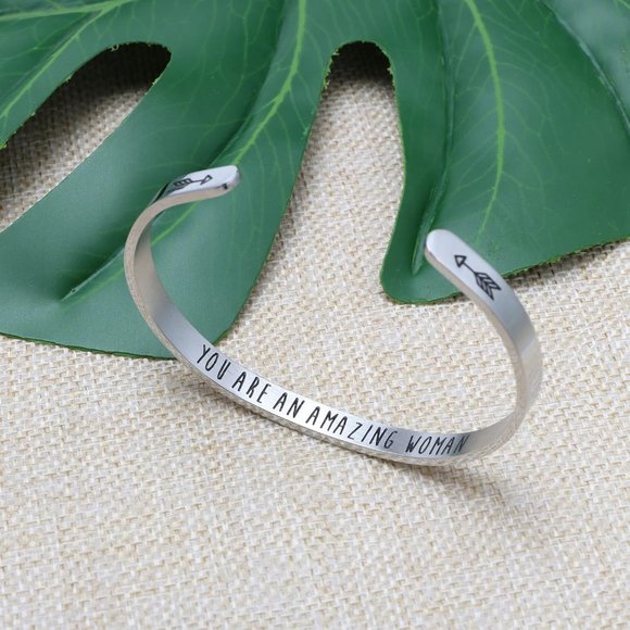 Women Silver Stainless Steel Cuff Bracelets - Picture 2 of 7